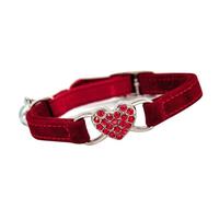 Alipis Collar Ajustable para Gato con Forma de Corazón, con Gemas de Imitación Brillantes y Cascabel, Color Rojo, Collar para Gatitos y Mascotas, Accesorio Seguro y Decorativo para Uso