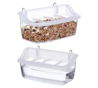 Alipis Comedero Colgante para Pájaros al Aire Libre, Plástico Transparente 4 Compartimentos, 2 Unidades, Práctico y Decorativo para Loros, Palomas y Aves Pequeñas