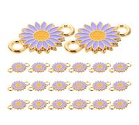 Alipis Conectores de Joyería de Aleación para Hacer Pulseras y Collares, 20 Piezas, Diseño de Girasol y Margarita en Color Púrpura, Amuletos DIY para Manualidades y Adornos