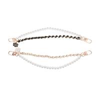 Alipis Correa de Muñeca para Teléfono Móvil Colgante de Perlas 2 Piezas, Cadena Doble Negra y Tejida en Color Claro, Amuletos Estéticos y Charm para Accesorios de Celular, Colgante