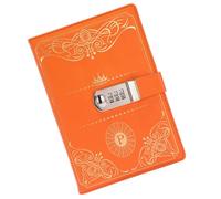 Alipis Cuaderno con Código de Bloqueo Vintage Naranja, Diario con Cubierta de Pu Resistente, Bloc de Notas para Viaje y Uso Diario, Cuaderno Seguro para Escritura y Recuerdos