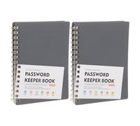 Alipis Cuaderno Espiral A6 para Guardar Contraseñas y Cuentas, Índice Alfabético, Papel Suave, Color Gris, 2 Unidades, Organizador Personal para Uso Doméstico y Personas Mayores