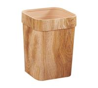 Alipis Cubo de Basura Doméstico Cuadrado de Plástico Diseño Imitación Madera, 14l de Gran Capacidad, Papelera para Cocina, Oficina y Sala, Contenedor de Residuos Práctico y Compacto