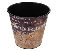 Alipis Cubos Basura de Hierro Estilo Europeo Papelera Metálica sin Tapa Portátil y Ligera para Escritorio Decoración Práctica para Hogar y Oficina Modelo Vintage Negro Mapa
