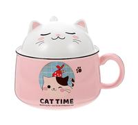 Alipis Cuenco de Cerámica para Gatos de 1020 Ml Cuenco para Fideos Vajilla de Cocina Recipiente Decorativo para Ensaladas Y Sopas Fácil de Limpiar