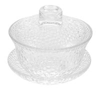Alipis Cuenco de Té Vintage Transparente con Tapa y Plato Taza Práctica Estilo Kung Fu para Infusiones Casa y Oficina Suministro para Tetería Elegante