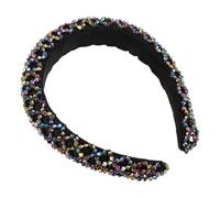 Alipis Diadema Ancha de Cuentas Brillantes Hecha a Mano para Mujer, Accesorio Portátil de Plástico y Tela Adecuado para Fiestas y Festivales Bohemios