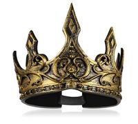 Alipis Diadema de espuma de poliuretano con corona de rey 3D, corona dorada medieval ligera con banda elástica para adultos, cómodo disfraz de Halloween y accesorio de disfraces, fiesta y cosplay