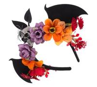 Alipis Diadema de Halloween Negra con Alas de Murciélago y Calavera de Flores Artificiales, Diseño Ligero y Versátil para Fiestas Temáticas y Desfiles