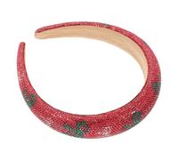Alipis Diadema Navideña Ancha Acolchada Pedrería y Lazo Barroco Diadema de 3 CM Esponja Gruesa para Fiestas Accesorio Brillante para Cabello Eventos Navideños