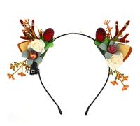 Alipis Diadema Navideña con Cuernos de Reno Luminosos y Orejas de Gato Banda Cabello con Flores de Asta Amarilla Talla Única para Adultos y Accesorio Festivo para Navidad y Fiestas