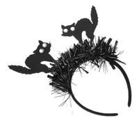 Alipis Diadema Negra de Gato Accesorio de Fiesta para Halloween Tela y Plástico, Mantiene Forma del Cabello, Adecuado para Fotos y Diferentes Fiestas