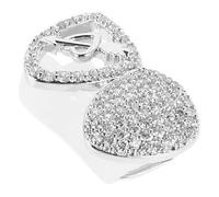 Alipis Dientes de Hip Hop Chapados en Plata Diseño Hueco en Forma de Corazón y Circonita Cúbica, Ajuste Cómodo y Uso Versátil para Fiestas y Halloween