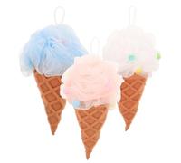 Alipis Esponjas De Baño Exfoliantes Forma Helado 3 Unidades Tamaño Adulto Colores Para Ducha y Baño Cuerda Algodón Colgante