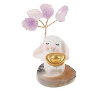 Alipis Estatua de Conejo de Natural Adorno de Micro Paisaje con Ingot de Decoración de Escritorio y Jardín Figura de Conejo para Decoración del Hogar