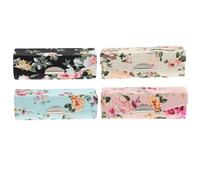 Alipis Estuche para Labiales Bordado Diseño Floral Retro Compacto 4 Piezas Colores y Espejo Integrado para Viaje y Almacenamiento Seguro