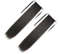 Alipis Extensiones de de Caballo Largas Sintéticas para Mujer 2 Piezas de 45 CM Color Negro Natural Postizo de Cabello Liso Correa Adecuado para Uso Diario Fiestas y Cosplay