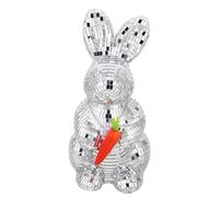 Alipis Figura de Conejo con Bola de Discoteca: Estatua Decorativa de Conejo de Pascua - Escultura de Animal de pie para Oficina - Decoración Retro de Mesa de