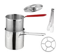 Alipis Freidora Mini 304 Inoxidable con Cesta Olla para Freír con Mango Largo para Papas Fritas y Carnes Kit de Cocina Compacto