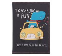 Alipis Funda para Pasaporte de PU Ranuras para Tarjetas, Bolsa Portátil Organizadora de Documentos de Viaje, Diseño de Dinosaurio, Tamaño Compacto para Viaje