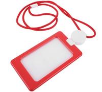 Alipis Funda para Tarjeta de Identificación Vertical con Colgante, Resistente y Antiarañazos, Tamaño Pequeño con Cordón Blanco y Rojo para Uso en Oficina, Escuela y Transporte Público