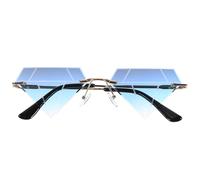 Alipis Gafas de Sol sin Marco Irregulares Azules de Silicona para Fiesta | Puente Almohadillas, Bisagra Delicada, Talla Única, Lentes Pc, para Fotos y Playa