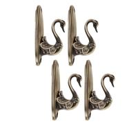 Alipis Ganchos para Cortinas Estilo Cisne Retro, de Aleación de Metal Bronce, 4 Piezas, Soportes Montados en Pared, Sujetacortinas Vintage para Cortinas Pesadas en Sala y Dormitorio