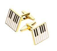 Alipis Gemelos Masculinos Elegantes de Aleación Dorada Diseño de Piano para Camisas, Perfectos para Obsequio de Cumpleaños, 1 Par Retención de Color