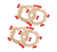 Alipis Gomas Elásticas Pelo con Adornos de Cereza y Cristales Artificiales, 4 Piezas (2 Rosa Claro, 2 Champán Claro), Accesorios Brillantes y Elegantes para Mujer, Color Aleatorio