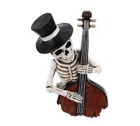 Alipis Halloween Figurines Skeleton Statue with Violin Ornament Resin Spooky Skull Decoration For Indoor Outdoor Haunted House Desk and Party Display
