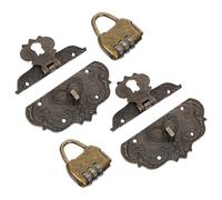 Alipis Hebilla y Candado Vintage de Aleación Resistente para Cajas de Madera, Pestillo Codificado Decorativo 2 Piezas, Cerrojo Portátil para Joyeros y Muebles Retro