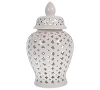 Alipis Jarrón Cerámico Hueco Decorativo para Flores Artificiales Recipiente Multifuncional De Almacenamiento De Jengibre y Ajo Decoración De Mesa para Hogar y Eventos Especiales