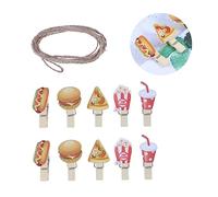 Alipis Juego De 10 De Madera para Fotos con Forma De Hamburguesa Y Palomitas De Maíz para Decoración del Hogar Y La Escuela