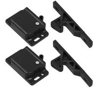 Alipis Juego de 2 Pestillos para Puerta y Cajón de Armario de Autocaravana, Cierre a Presión con Gancho de Resorte, Adhesivo Doble Cara Incluido, Color Negro, Accesorios para Muebles