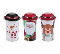 Alipis Juego de 3 Cajas de Dulces Navideñas de Metal Luces Led, Diseño Temático de Navidad, Ligeras y Fáciles de Transportar para Chocolate y Alimentos Varios estilos