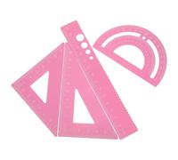 Alipis Juego de 4 Reglas Metálicas de Medición para Dibujo Técnico, Transportador y Regla Triangular Compacta en Color Rosa, Kit Multifuncional para Estudiantes, Arquitectura E
