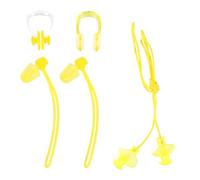 Alipis Juego de 4 Tapones para Oídos Alta Expansión y Pinza Nasal y Prevención de Pérdida en Pvc Amarillo para Natación Adulto para Natación y Balnearios