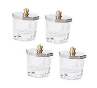 Alipis Juego de 4 Vasos Octogonales para Manicura de Cristal Tapa de Acero Inoxidable Recipientes para Polvo Acrílico y Líquidos Herramienta Profesional para Nail Art Salones y Uso