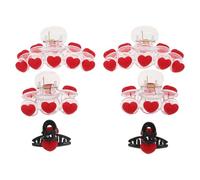 Alipis Juego de 6 pinzas para el pelo con forma de corazón para San Valentín: pinzas rojas para el pelo, varios tamaños para mujeres y niñas, decoración navideña y accesorios para fiestas.