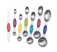 Alipis Juego de 7 Cucharas Medidoras Magnéticas de Acero Inoxidable Doble Cabezal y Colores Variados para Repostería y Cocina Doméstica con Regla Integrada para Medición Precisa