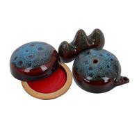 Alipis Juego de Caligrafía China de Cerámica Acabado Esmaltado Azul Soporte para Pinceles y Tintero Base para Pinceles Resistente y Funcional Kit de 3 Piezas para Práctica Artística y