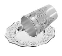 Alipis Juego De Copa Kiddush Decorativa Mediana De Metal, Platillo Incluido, Diseño Tradicional para Shabat y Pésaj, Uso Ritual Judío, Set De 1 Unidad