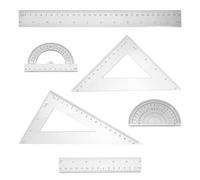 Alipis Juego de Reglas de Dibujo 6 Piezas Transparente Escuadra Profesional Transportador de 15° y 30° Regla de Medición Rígida para Escuela Oficina y Dibujo Técnico