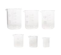Alipis Juego de vasos medidores de vidrio para química, 6 piezas con escala impresa, capacidades variadas de 25ml a 400ml, fácil limpieza y resistencia a altas temperaturas para entornos