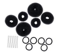 Alipis Kit de Accesorios Pelo 3 Sets de Moños en Forma de Dona, Horquillas en U y Coleteros Elásticos, Plástico Resistente para Peinados Rápidos en Fiestas y Banquetes