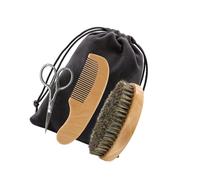 Alipis Kit de Cuidado de Barba para Hombre con Tijeras Peine Antiestático y Cepillo de Cerdas Naturales Incluye Bolsa de Herramientas de Estilismo para Barba y Bigote Duraderas y Cómodas