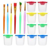 Alipis Kit de Herramientas de Arte 16 Piezas 10 Tazas para Lavar Pinceles y 6 Pinceles de Plástico Transparente Seguro para Adecuado para Pintura y Dibujo Infantil en Reutilizable
