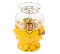 Alipis Lámpara De Loto Budista Estatua Santuario Fuente Decoración Difusor Lámparas Retro Linterna Luces Derretir Combustible Parafina Condujo Estético Perfumado Póster Frío Yellow Vidrio