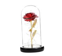 Alipis Lámpara De Mesa Rosa Decoración Luz De Escritorio Flor Eterna Led Luces Decorativas De Noche Flor De Luz Led Vidrio para Mesa Luz De Fiesta Rojo Caja De Color Perdurable