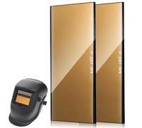 Alipis Lentes de Soldadura de Vidrio Chapados en Oro Nº9, 2 Piezas, Pantalla Protectora para Casco de Soldar, Resistente a Impactos para Uso Industrial y Protección Ocular